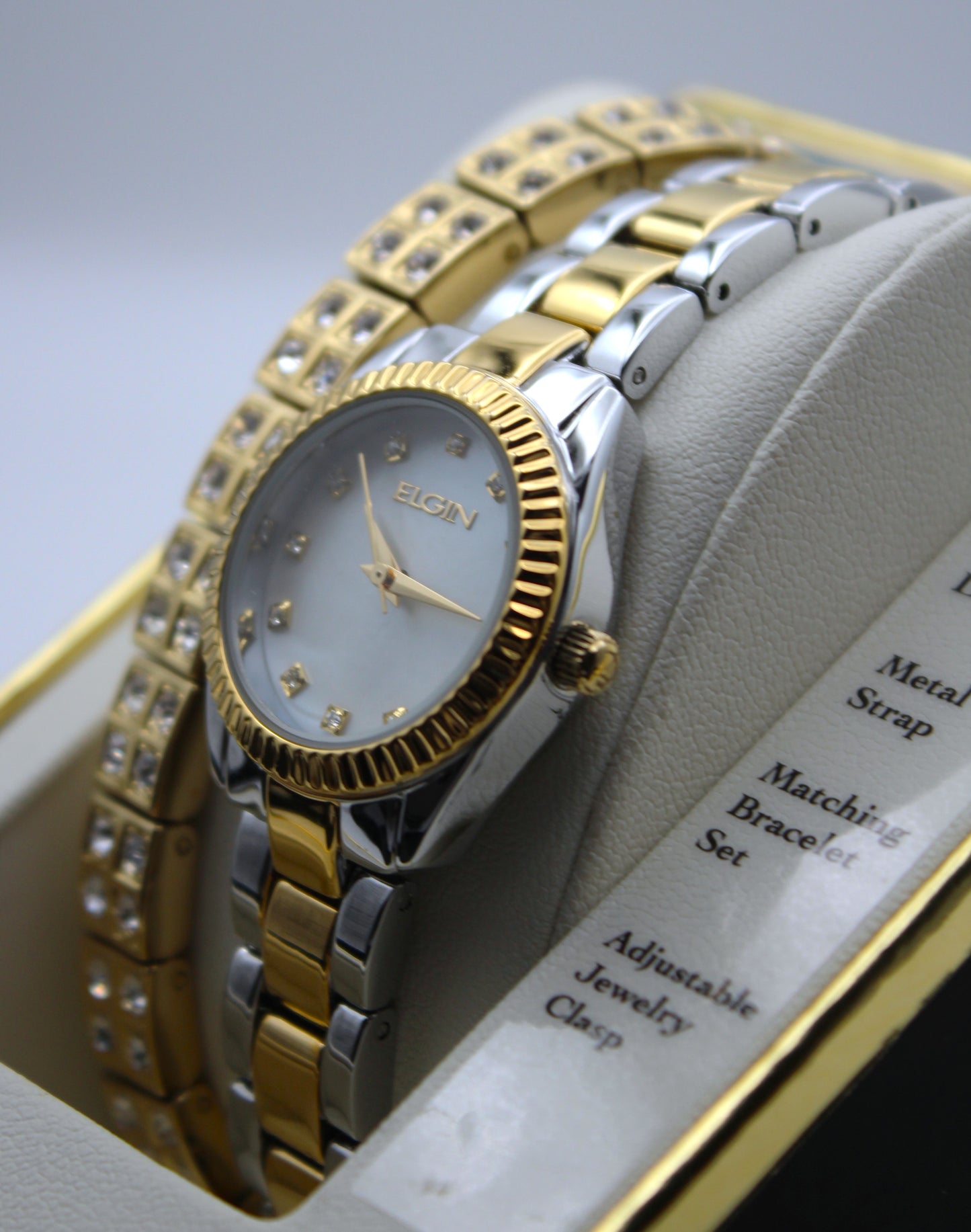 Reloj y pulsera con cristales Elgin – Duo Elegante