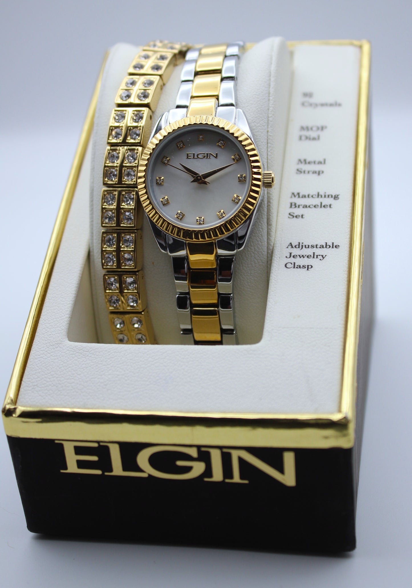 Reloj y pulsera con cristales Elgin – Duo Elegante