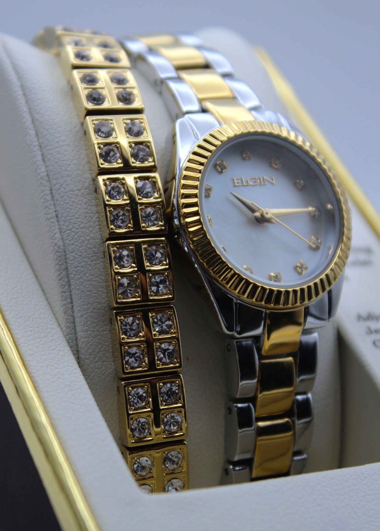 Reloj y pulsera con cristales Elgin – Duo Elegante