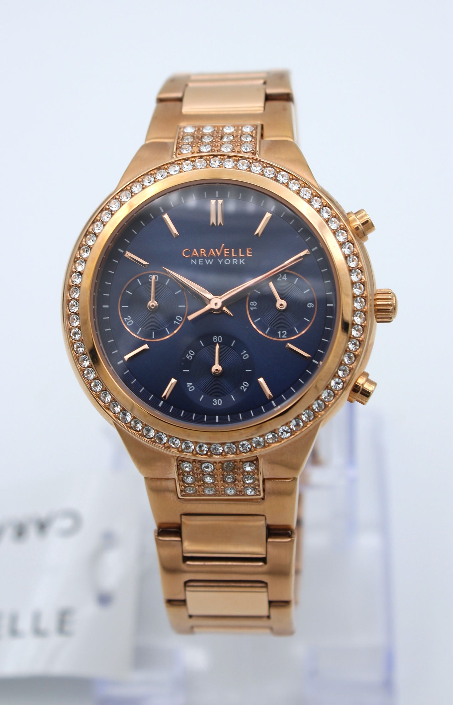 Caravelle by Bulova 44L181 – Bello Cronógrafo oro rosa con esfera azul
