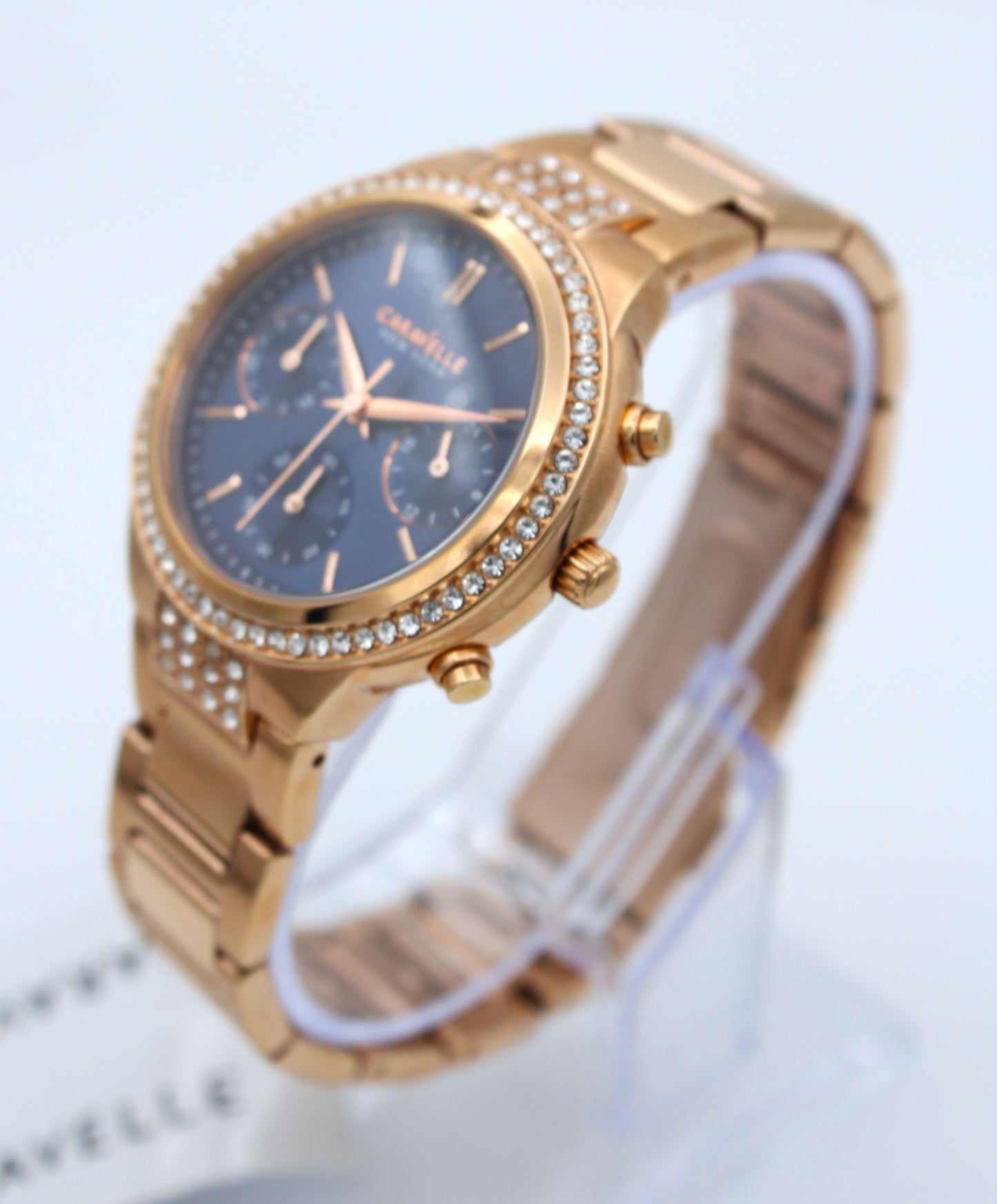 Caravelle by Bulova 44L181 – Bello Cronógrafo oro rosa con esfera azul