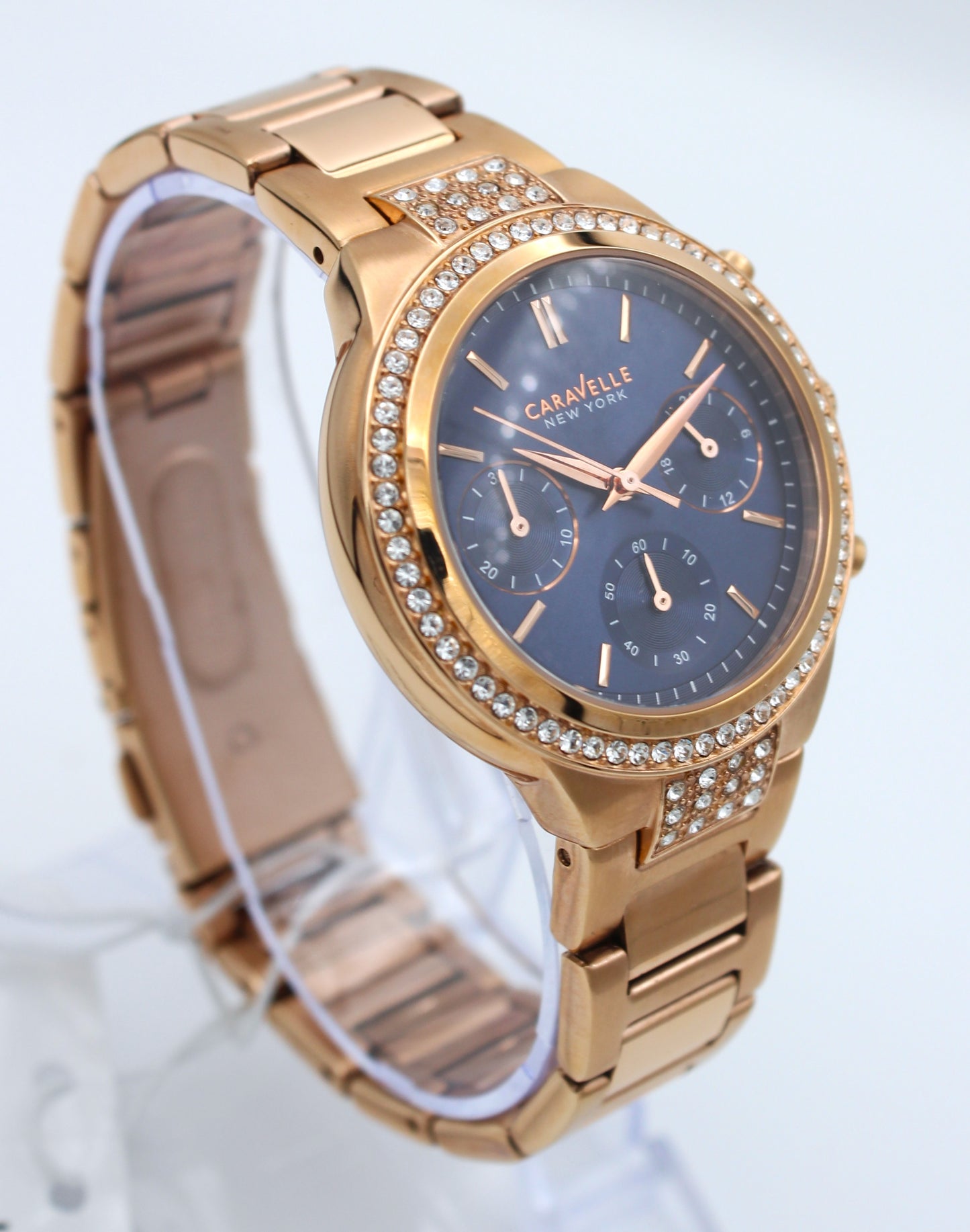 Caravelle by Bulova 44L181 – Bello Cronógrafo oro rosa con esfera azul