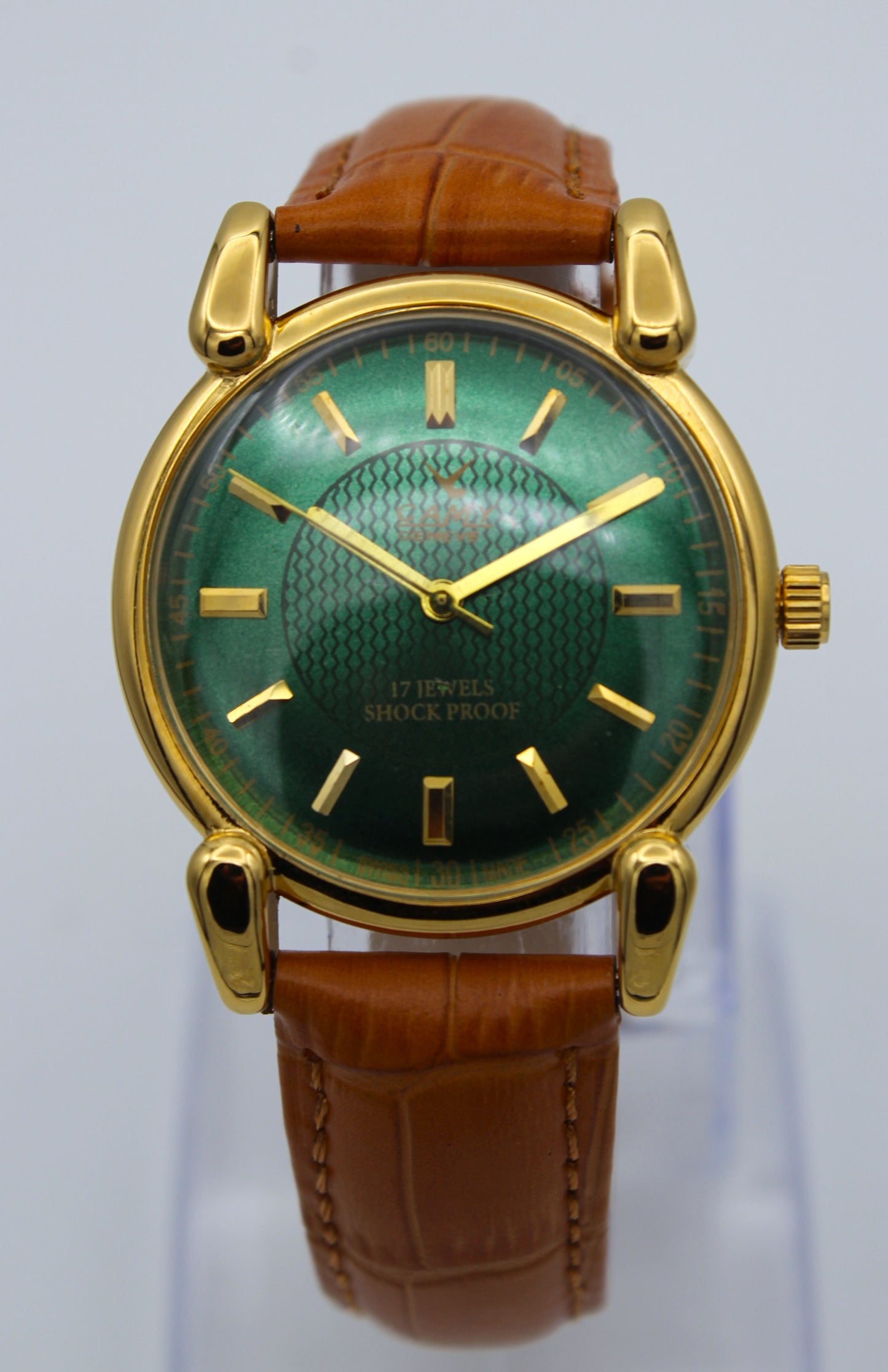 CAMY Geneve Reloj Vintage Suizo - Esfera Verde Sunburst