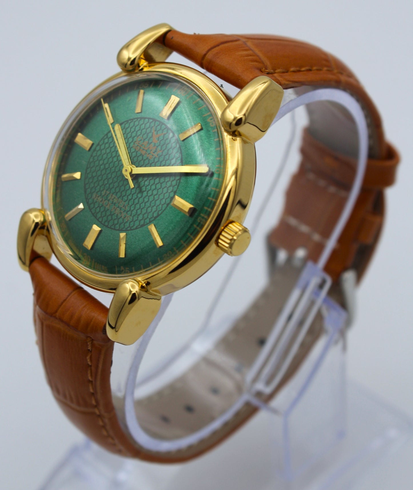 CAMY Geneve Reloj Vintage Suizo - Esfera Verde Sunburst
