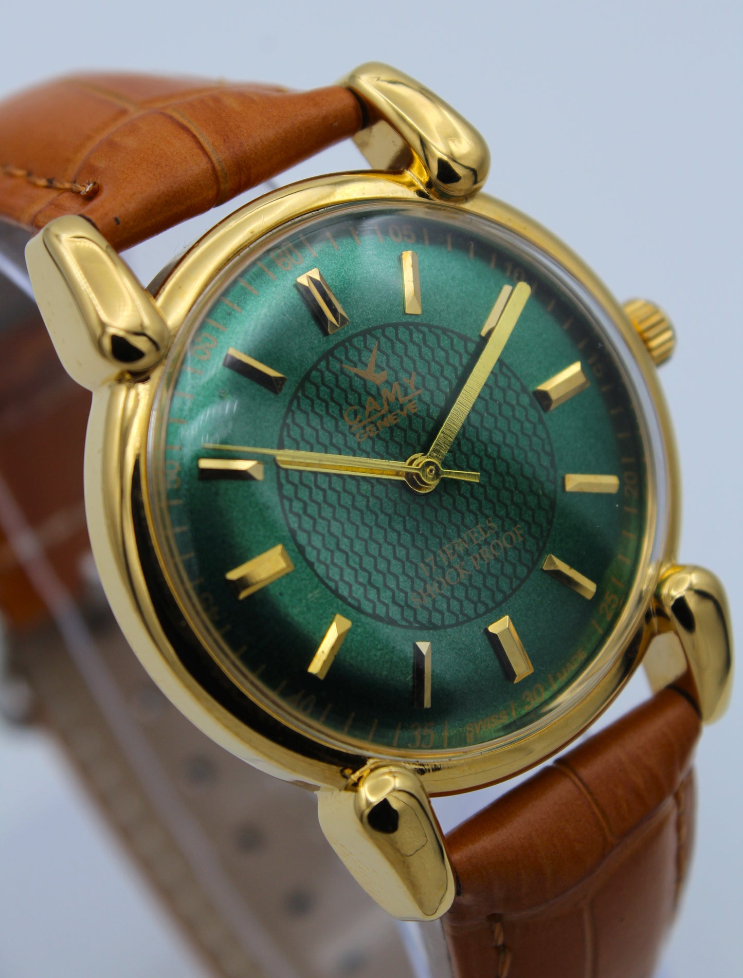 CAMY Geneve Reloj Vintage Suizo - Esfera Verde Sunburst